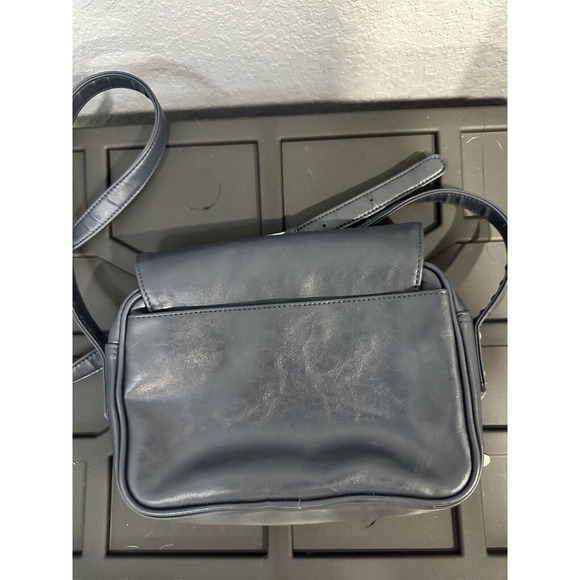 Vintage Rare Blue Leather Guess Purse Small‎ Crossbody Purse Handbag Hobo Hippie - Picture 3 of 8